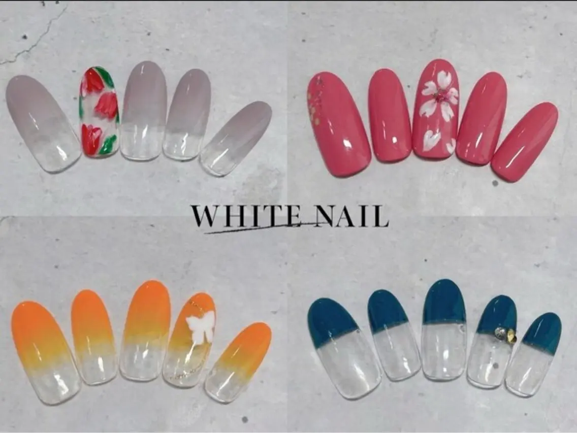 ネイル シンプルネイル ハンドネイル WHITE NAIL ホワイトネイルのネイルデザイン