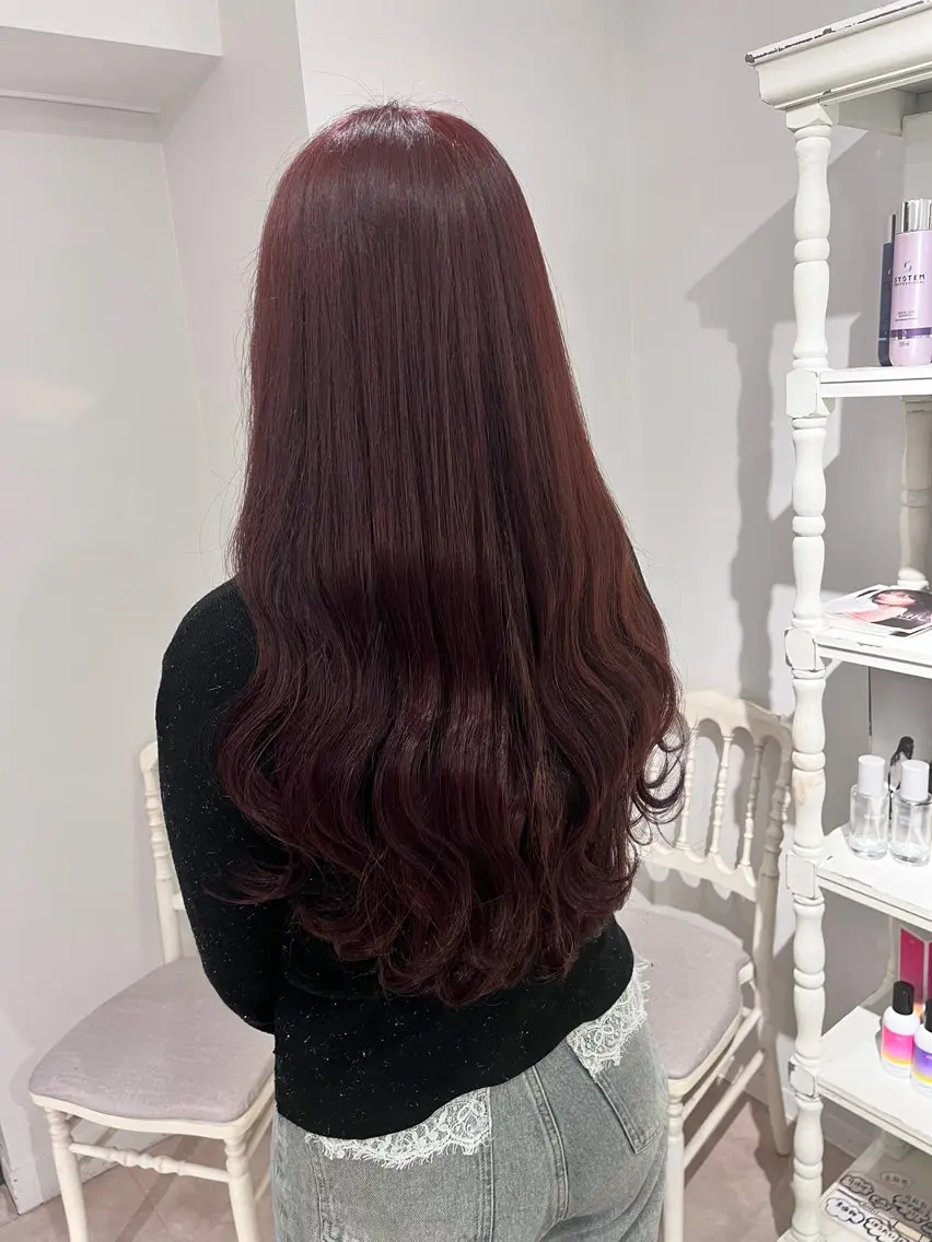 ロング カラー レッドカラー ヘアカラー CreBiA🫧名駅 馬場のヘアスタイル