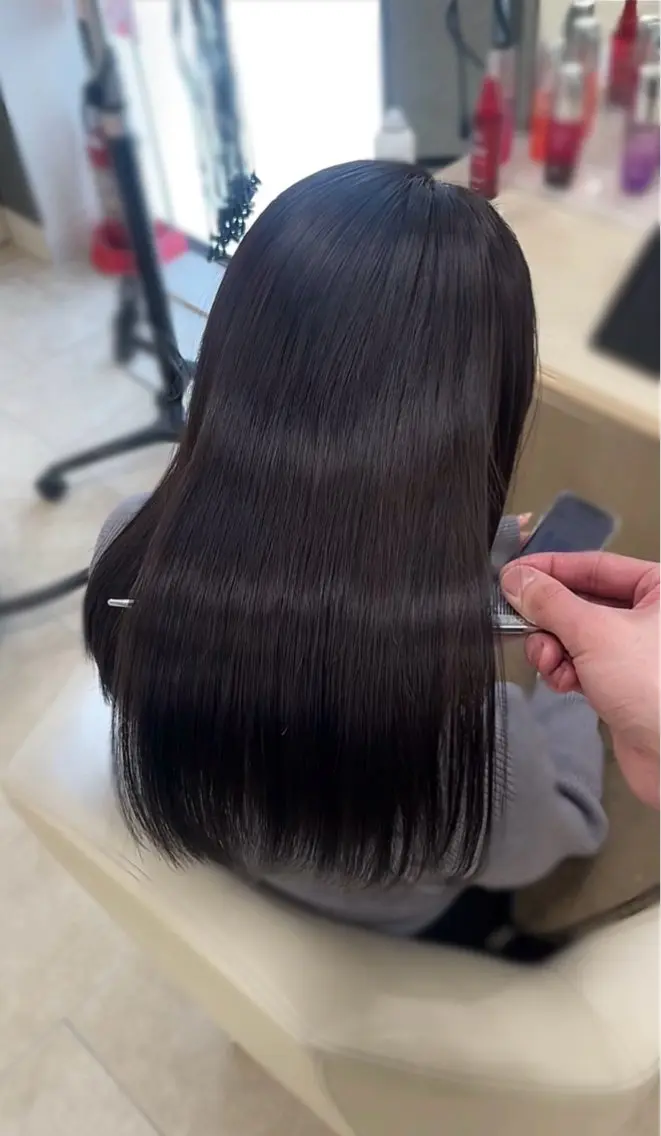 ロング シャドウパーマ／骨格 矯正カット　トモキのヘアスタイル