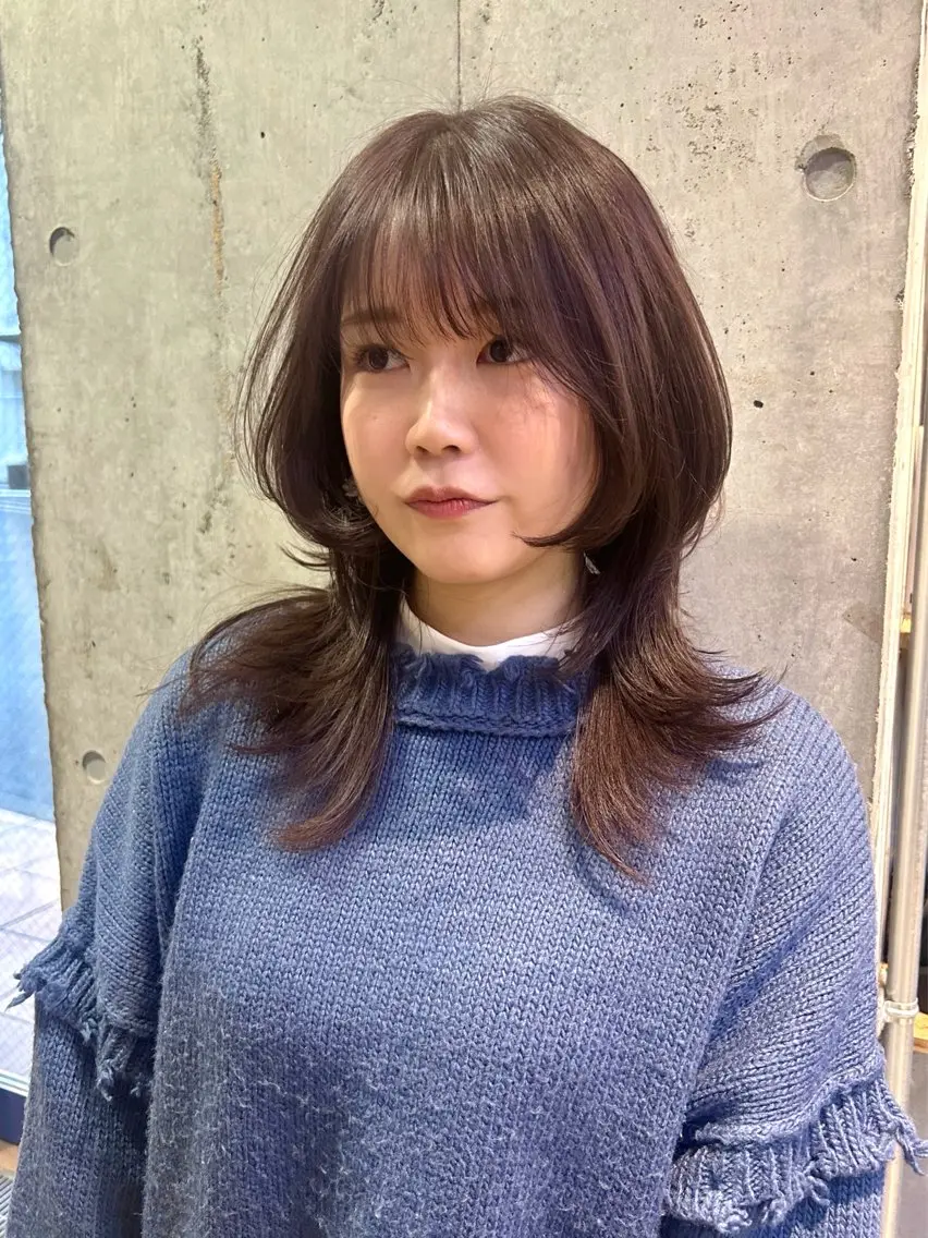 セミロング カラー ラベンダーカラー ピンクカラー ピンクラベンダー レイヤーカット ウルフカット 鎌倉駅/髪質改善 ケラチン/RONUのヘアスタイル