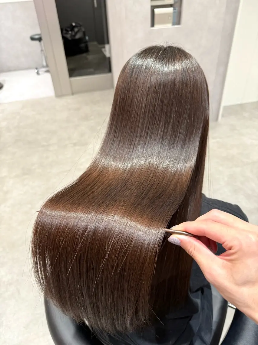 ロング カラー パーマ ヘアアレンジ 髪質改善 縮毛矯正 縮毛矯正 トリートメント 縮毛矯正/髪質改善/ ブリーチ毛/木元渓太のヘアスタイル