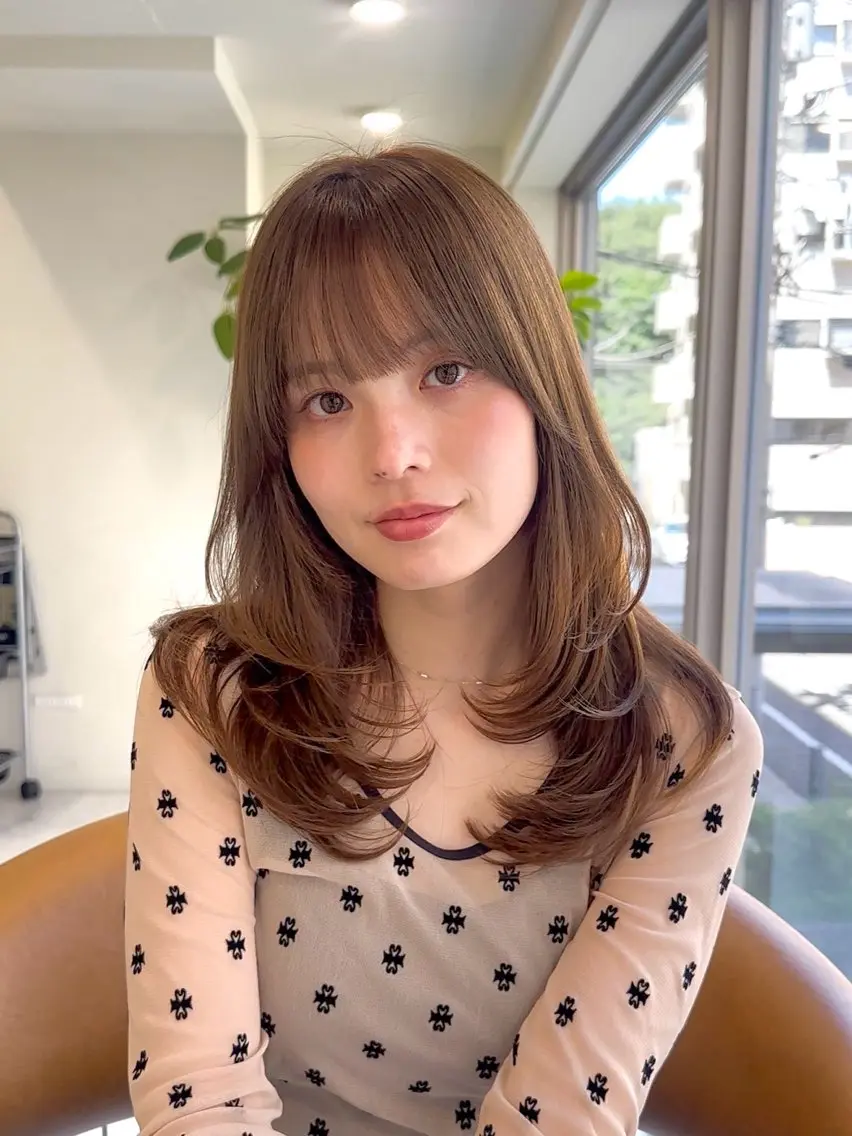 ミディアム カラー ヘアアレンジ カット ヘアカラー ボブ/縮毛矯正/美髪 似合わせ/透明感カラのヘアスタイル