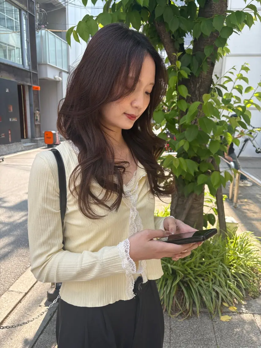 ミディアム 顔周りカット 似合わせカット カット ダイスケさん /ブラウンカラーのヘアスタイル