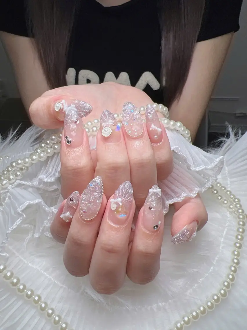 ネイル ハート 韓国ネイル 春ネイル 夏ネイル バレンタイン Sora nail 長さ出し専門店のネイルデザイン