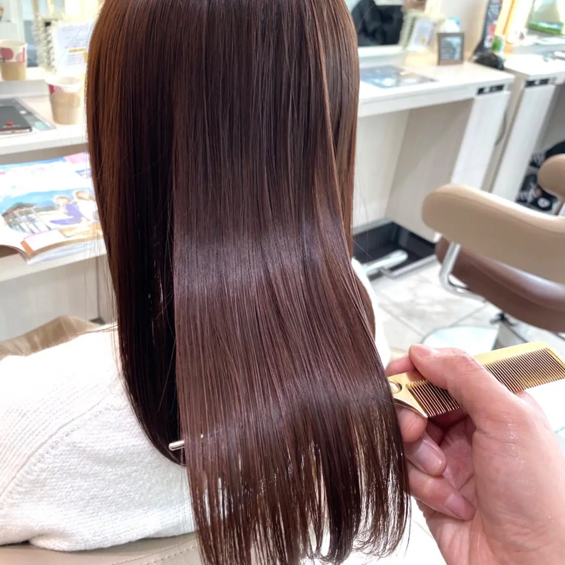 ロング 髪質改善 トリートメント カット ヘアカラー トリートメント 三箇島陽香/髪質改善 クロスパーマ縮毛矯正のヘアスタイル