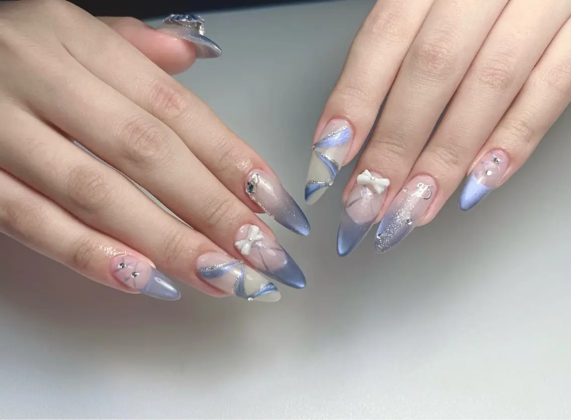 ネイル ロングネイル マグネットネイル ワンホンネイル ハンドネイル ハンドケア 心斎橋Mione nail salonのネイルデザイン