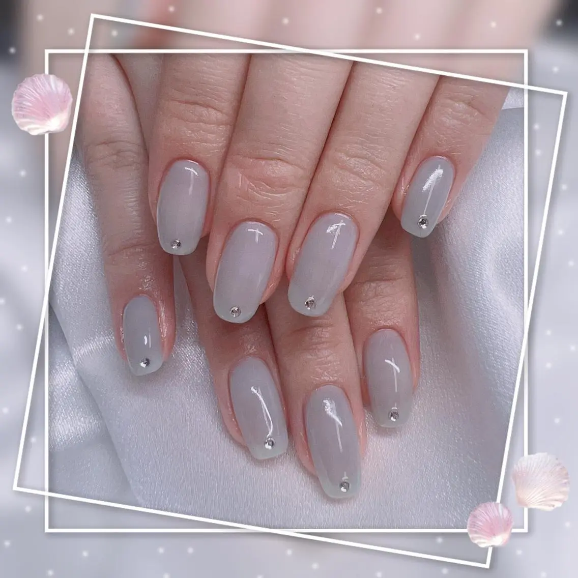ネイル フレンチネイル キラキラネイル 韓国ネイル マグネットネイル マグネットフレンチ Chill Nailsalonのネイルデザイン