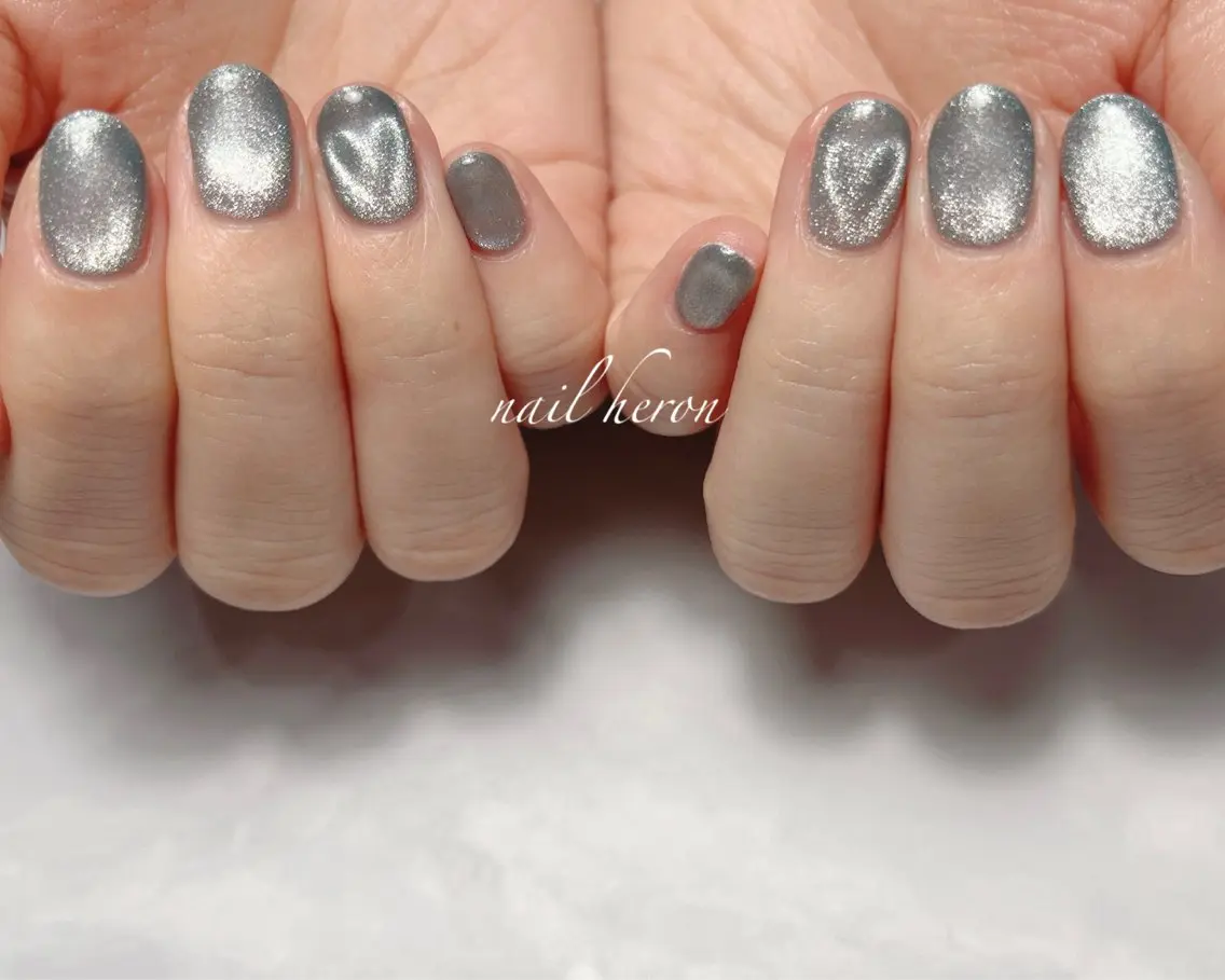 ネイル ハート マグネットネイル ハンドネイル saki_ nail heronのネイルデザイン
