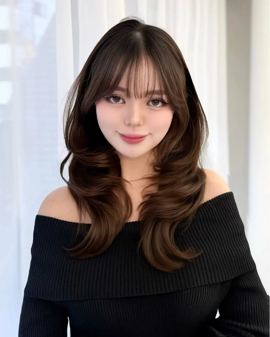 ロング カラー カット ヘアカラー トリートメント 韓国ヘア　紗希 🦋のヘアスタイル