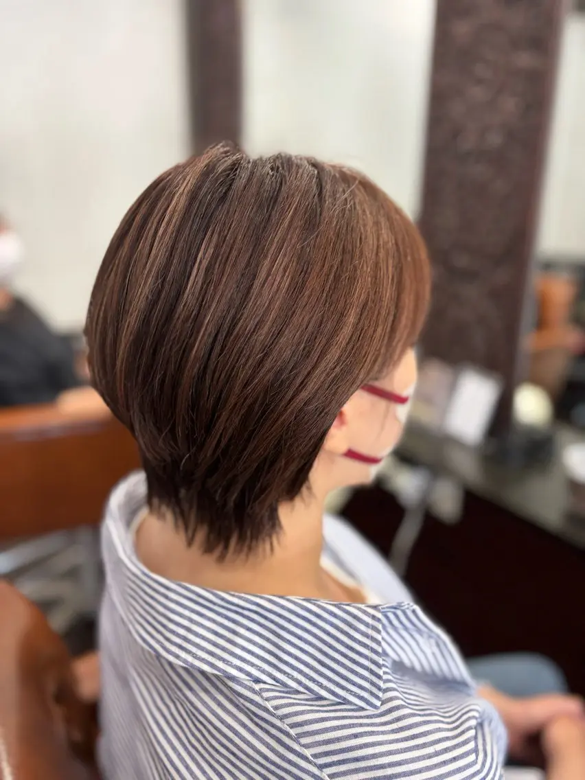 ショート カラー ブラウンカラー ハイライトカラー ハイライト ショートヘア 本間友也/透明感 /ハイトーンのヘアスタイル
