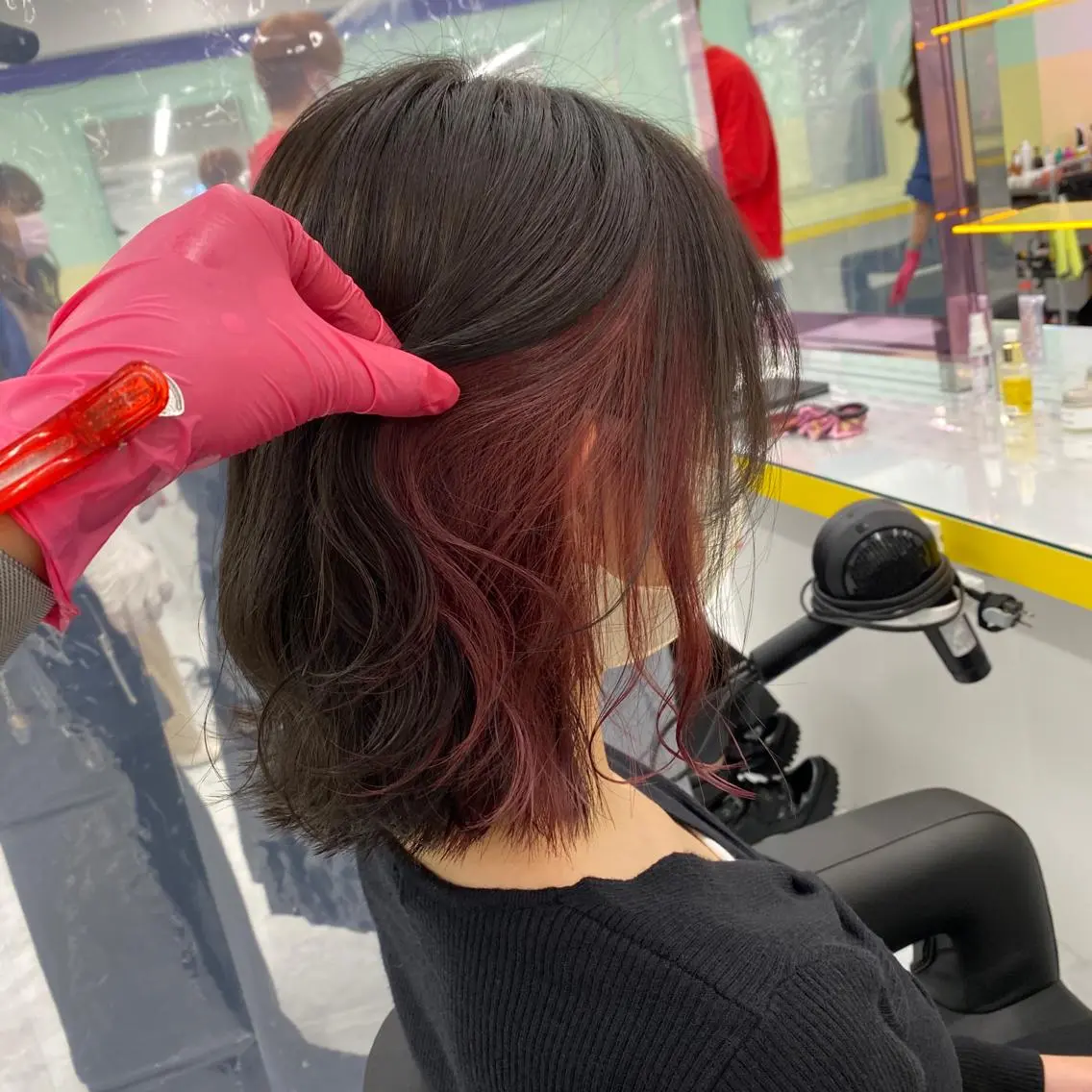 ミディアム カラー ヘアカラー トリートメント mai🍑暖色カラー /レイヤー💖のヘアスタイル