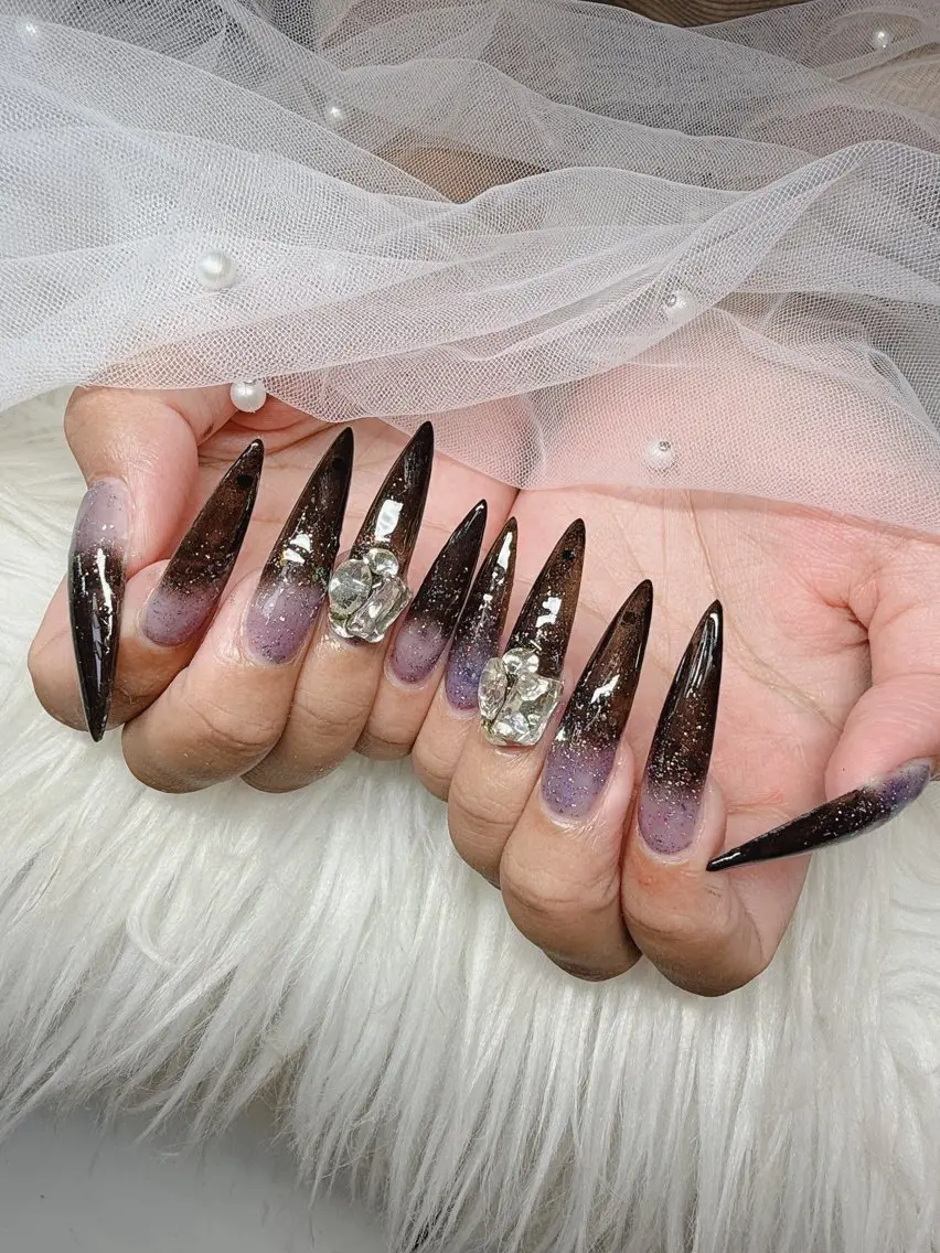 ネイル 長さ出し グラデーション 卒業式 キラキラネイル マグネットネイル Lee Nailsのネイルデザイン