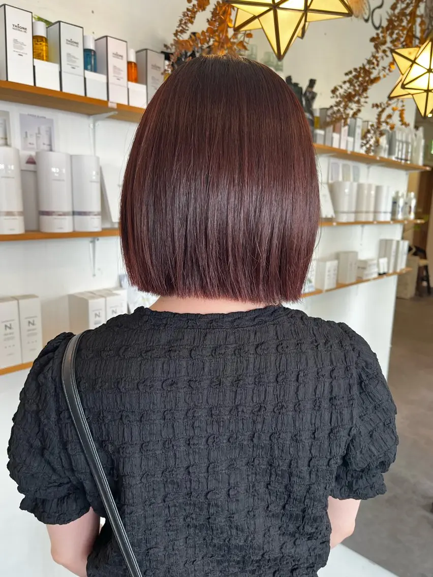ミディアム カラー パーマ ボブ ストレートパーマ si6【シーム】 小田みきのヘアスタイル