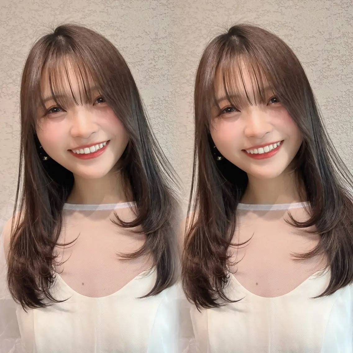 ミディアム カラー ヘアカラー 興津/韓国レイヤー ダブルカラー美髪縮毛のヘアスタイル