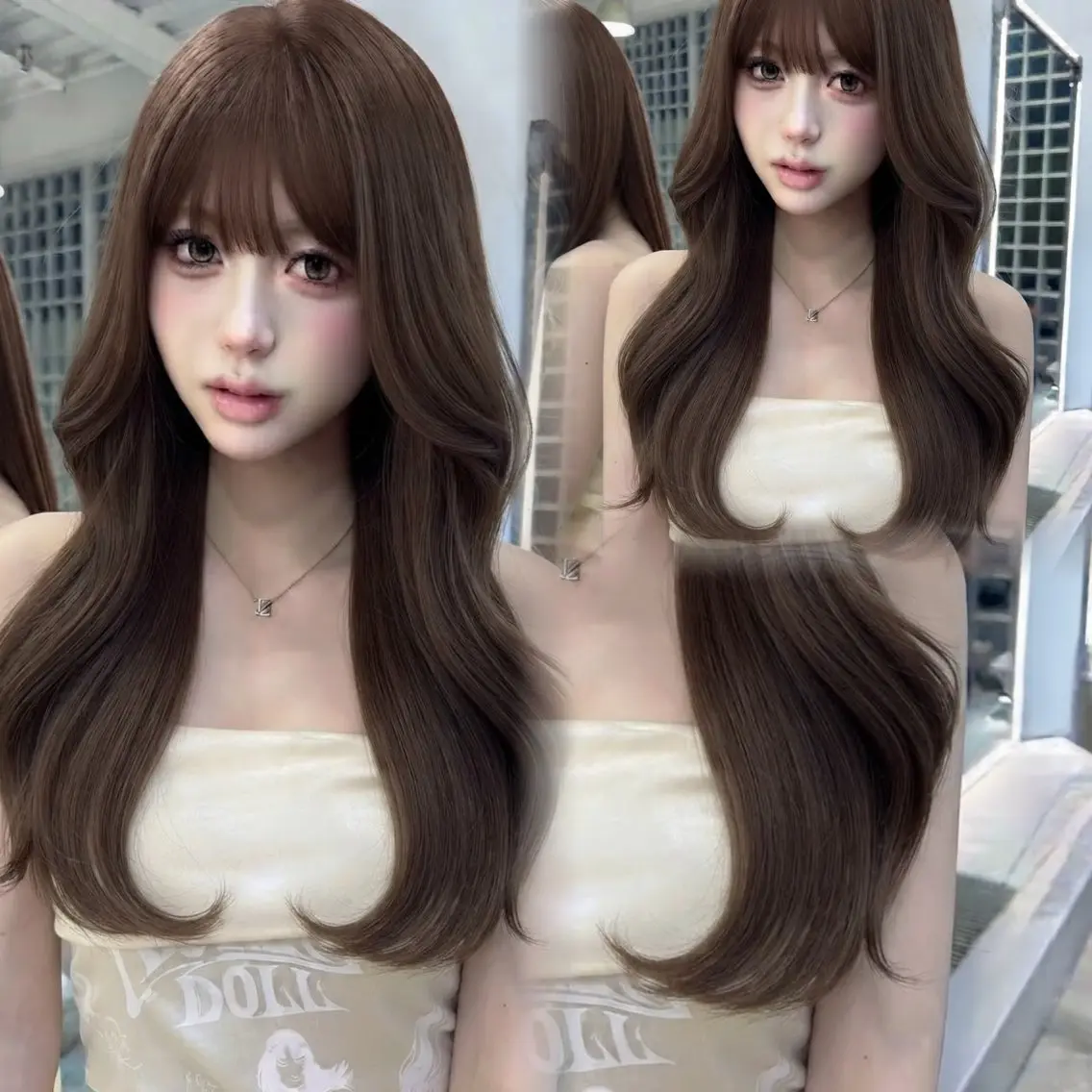 ロング くびれヘア 顔周りカット 韓国風ヘア レイヤーカット サイドバング カット ヘアカラー ワンホンヘア/ レイヤー/韓国/石川のヘアスタイル