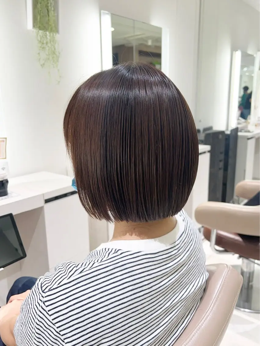 ショート ボブ 髪質改善 カット 縮毛矯正 トリートメント 三箇島陽香/髪質改善 クロスパーマ縮毛矯正のヘアスタイル