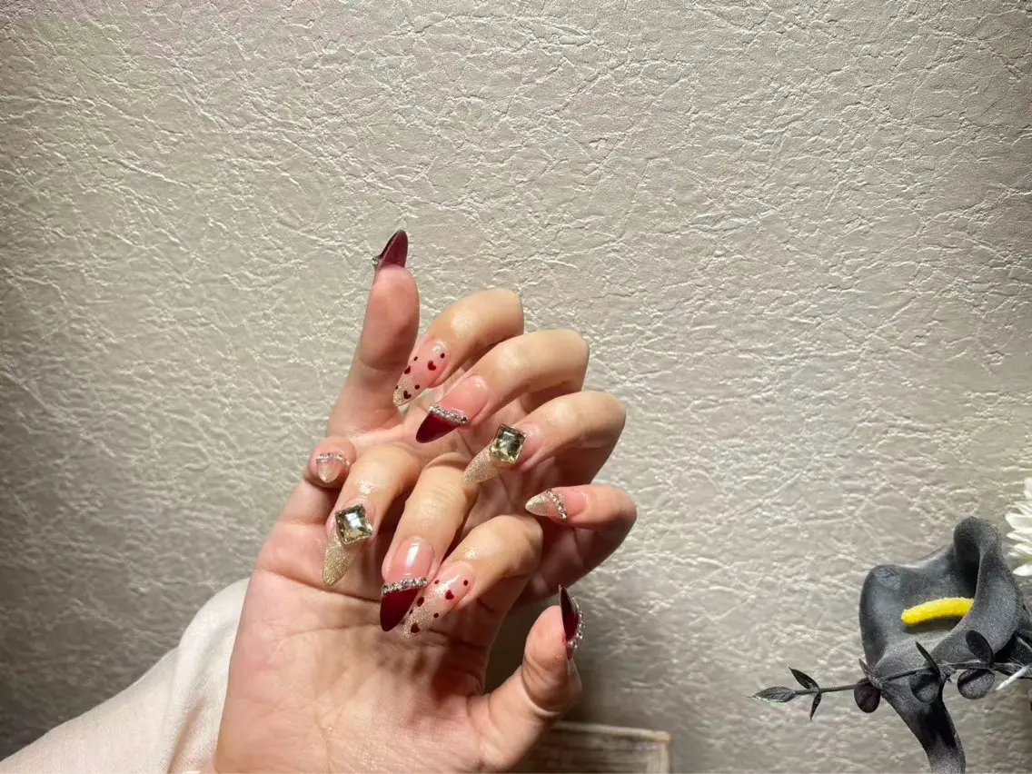ネイル アートネイル フットネイル ジェルネイル ハート マグネットネイル babarla Nailのネイルデザイン