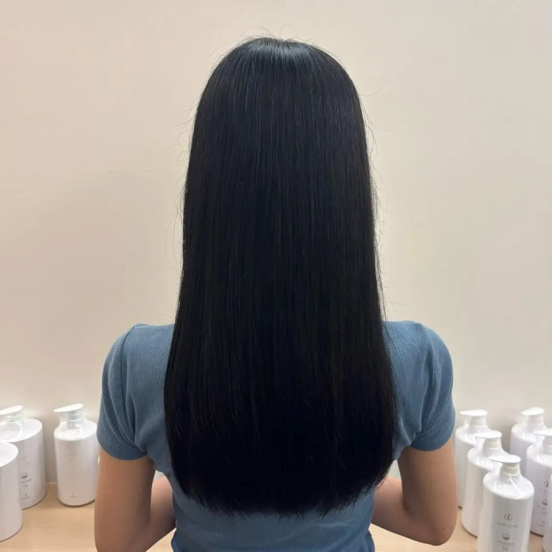 ロング カラー 黒髪 ブルーカラー ブルーブラック 透明感カラー 謝花 卯依┆͓̽ モデル募集中🪽⋆*のヘアスタイル