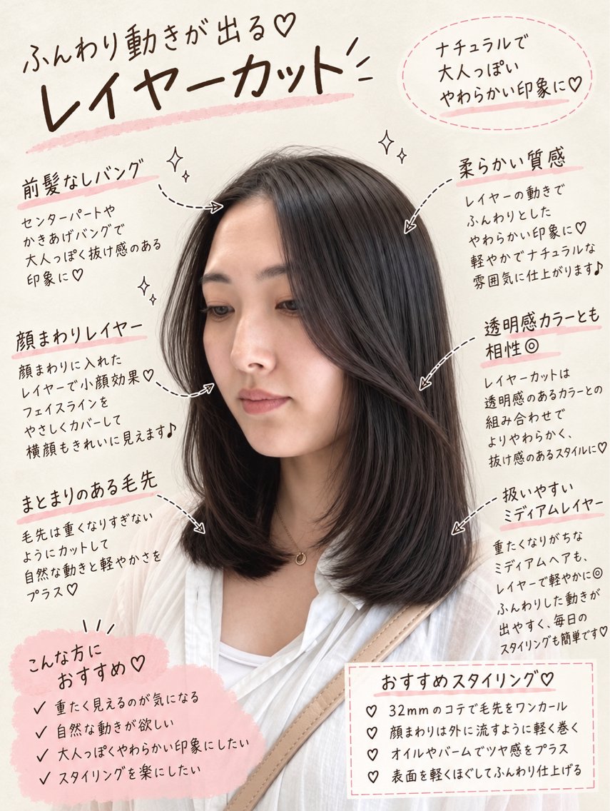 ミディアム くびれヘア 顔まわりレイヤー 顔周りカット 韓国風ヘア くびれレイヤー AOI 🎀のヘアスタイル