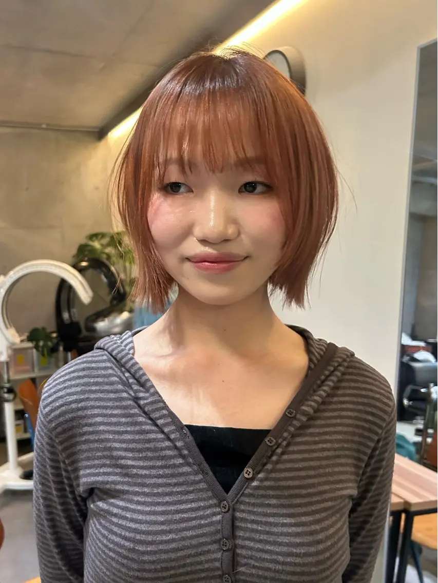 【U-28 初めての方30%offでご案内✨】韓国カット+ブリーチなしダブルカラー🤎（学割あり）の写真