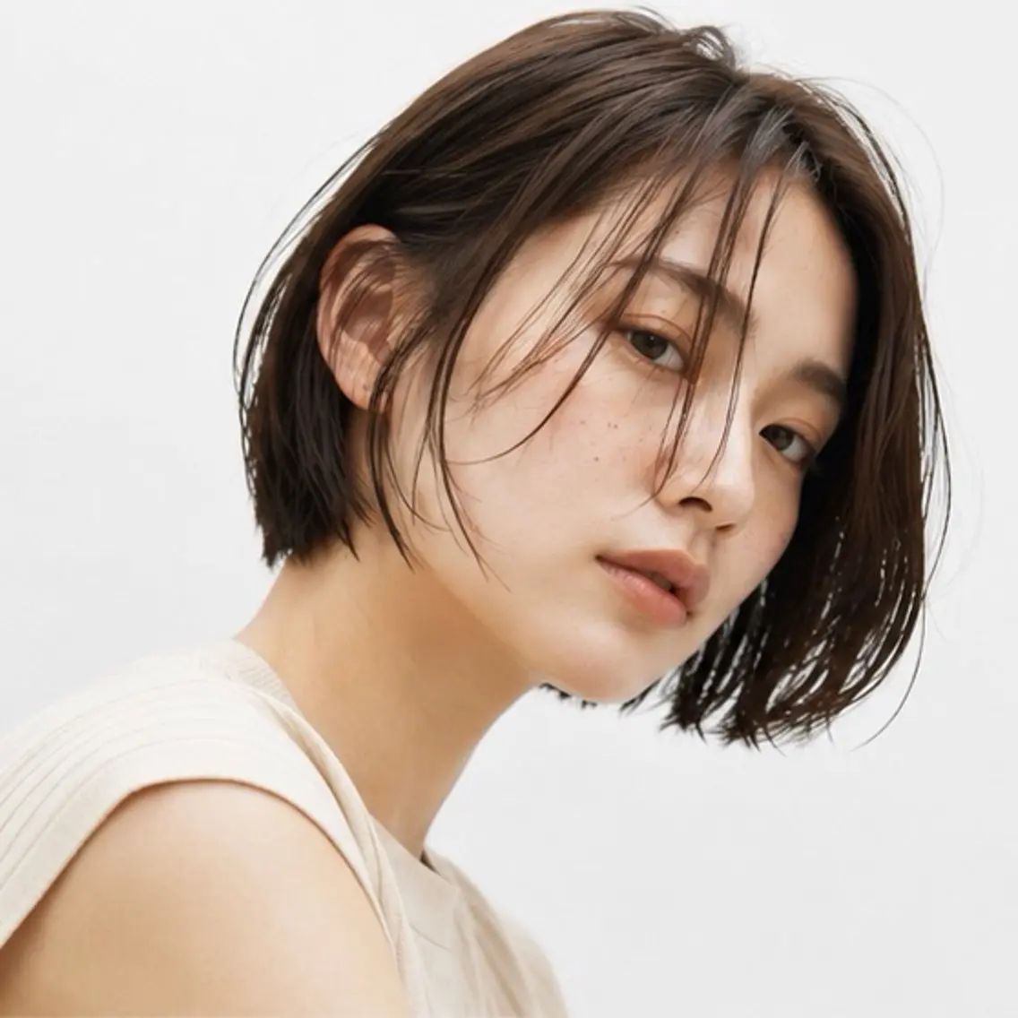 ミディアム カット ヘアカラー トリートメント カット特化 /BLUET/新宿のヘアスタイル