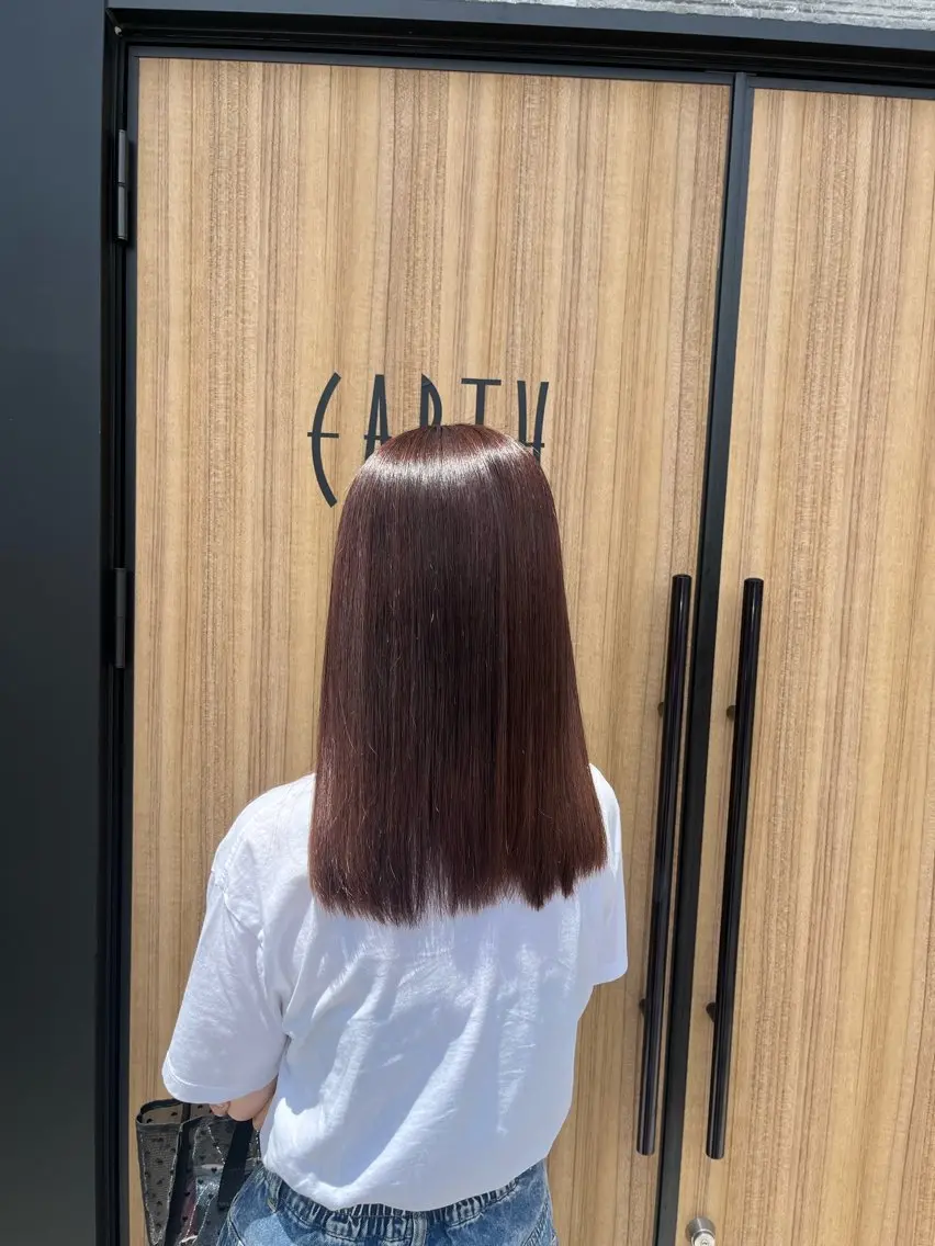 カラー ブラウンカラー ピンクカラー 縮毛矯正 福島 果音のヘアスタイル
