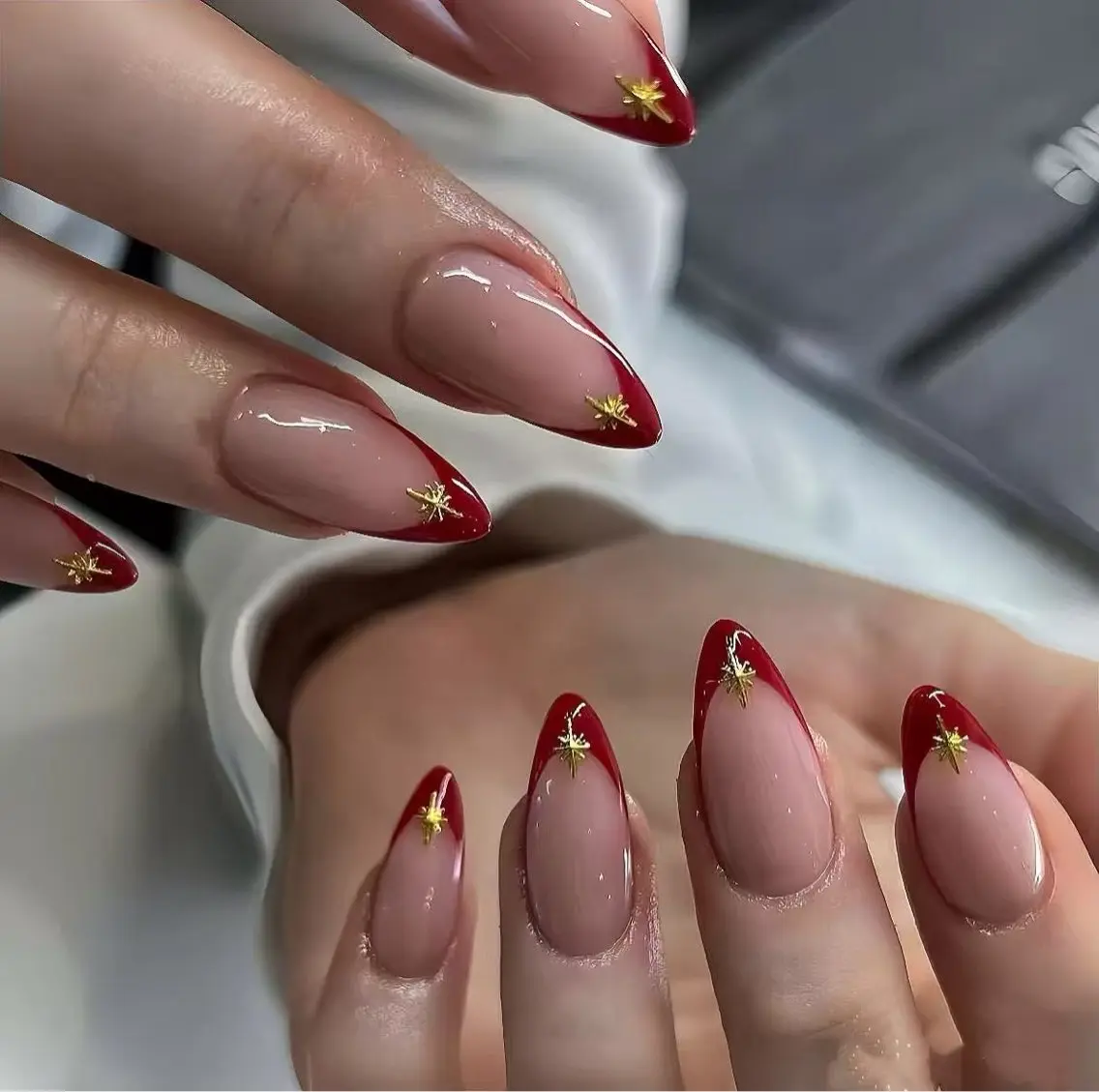 ネイル フラワーネイル フレンチネイル ジェルネイル ガラスフレンチ ハート ハンドネイル BabyYouMi nailのネイルデザイン