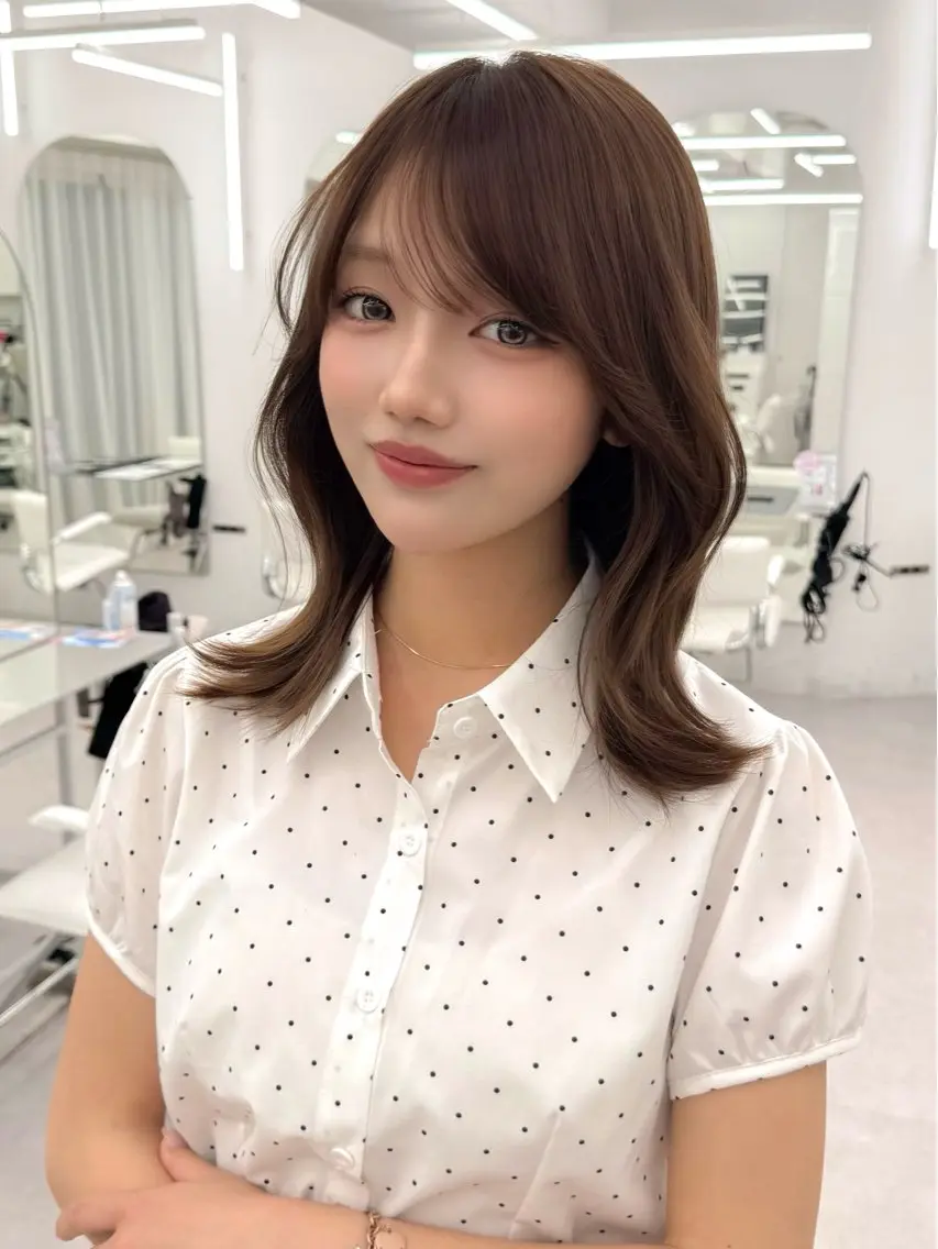 ミディアム カラー ヘアアレンジ カット ヘアカラー トリートメント 顔周り&ミディアム 特化/池袋/kokiのヘアスタイル