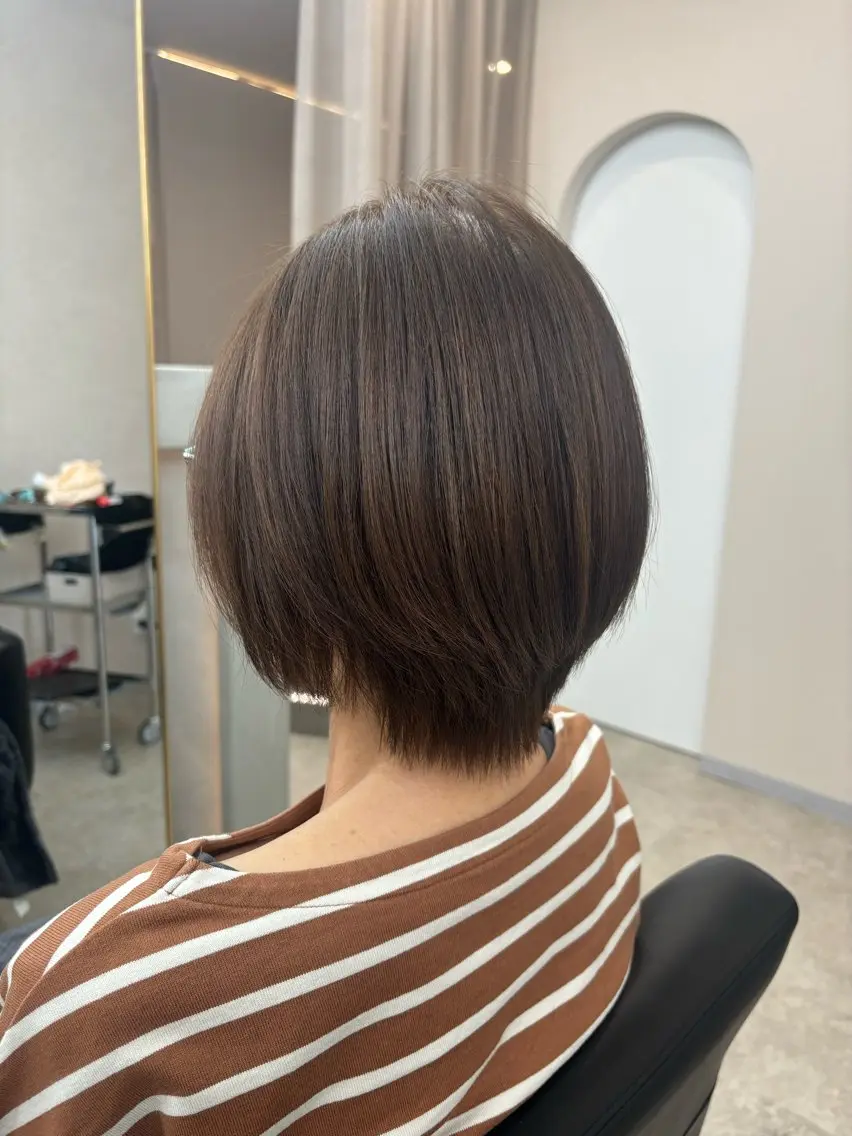 ショート パーマ 髪質改善 ストレートパーマ 角谷 靖子のヘアスタイル