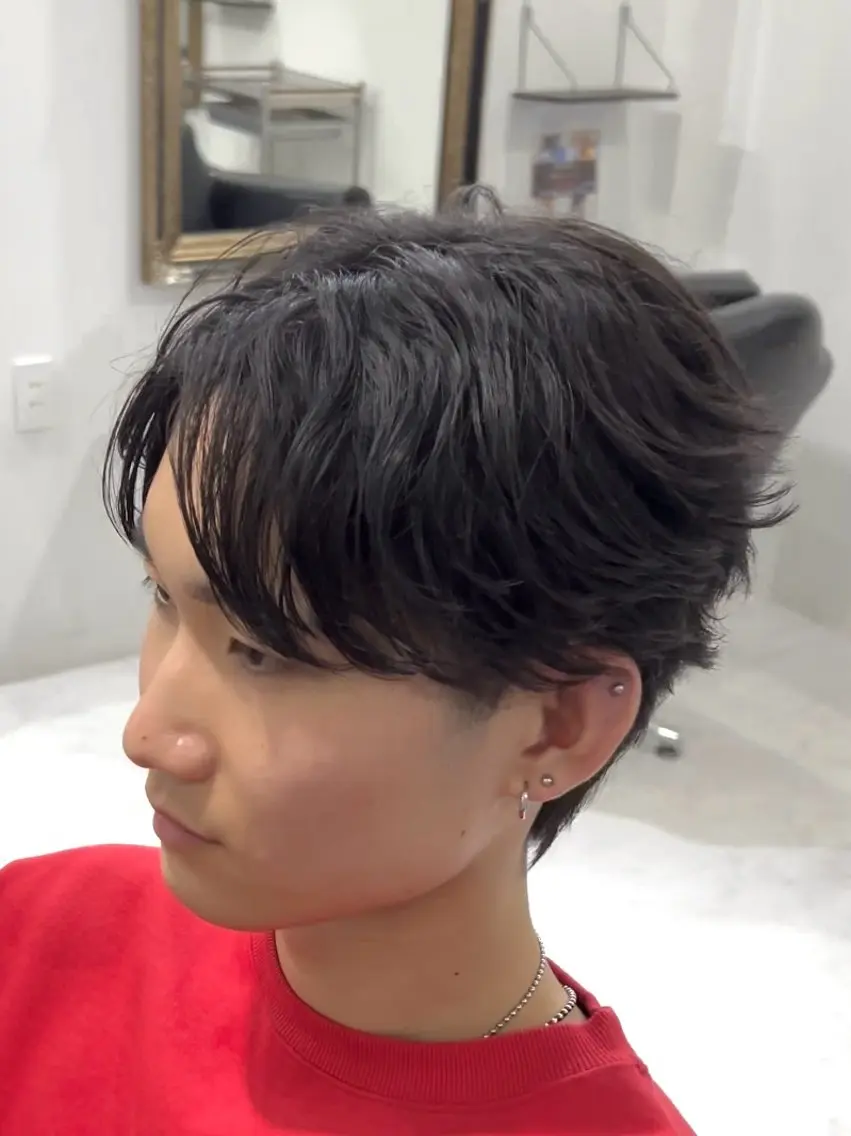ショート カラー パーマ ヘアアレンジ メンズ フェザーパーマ メンズパーマ カット パーマ トリートメント ヘアセット フウト/メンズカット /メンズパーマのヘアスタイル
