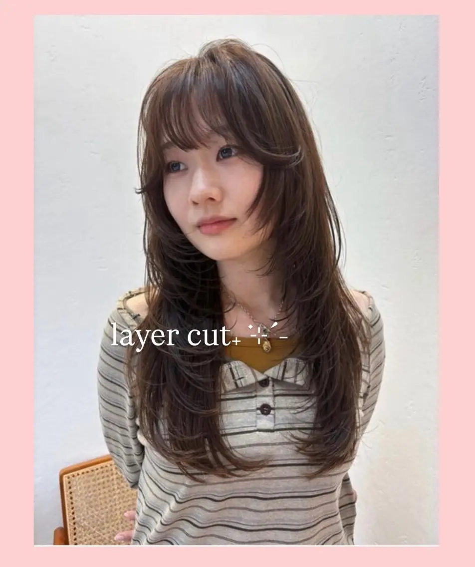 ロング カット ヘアカラー トリートメント 大人韓国レイヤー🫧 暖色カラー/はるのヘアスタイル