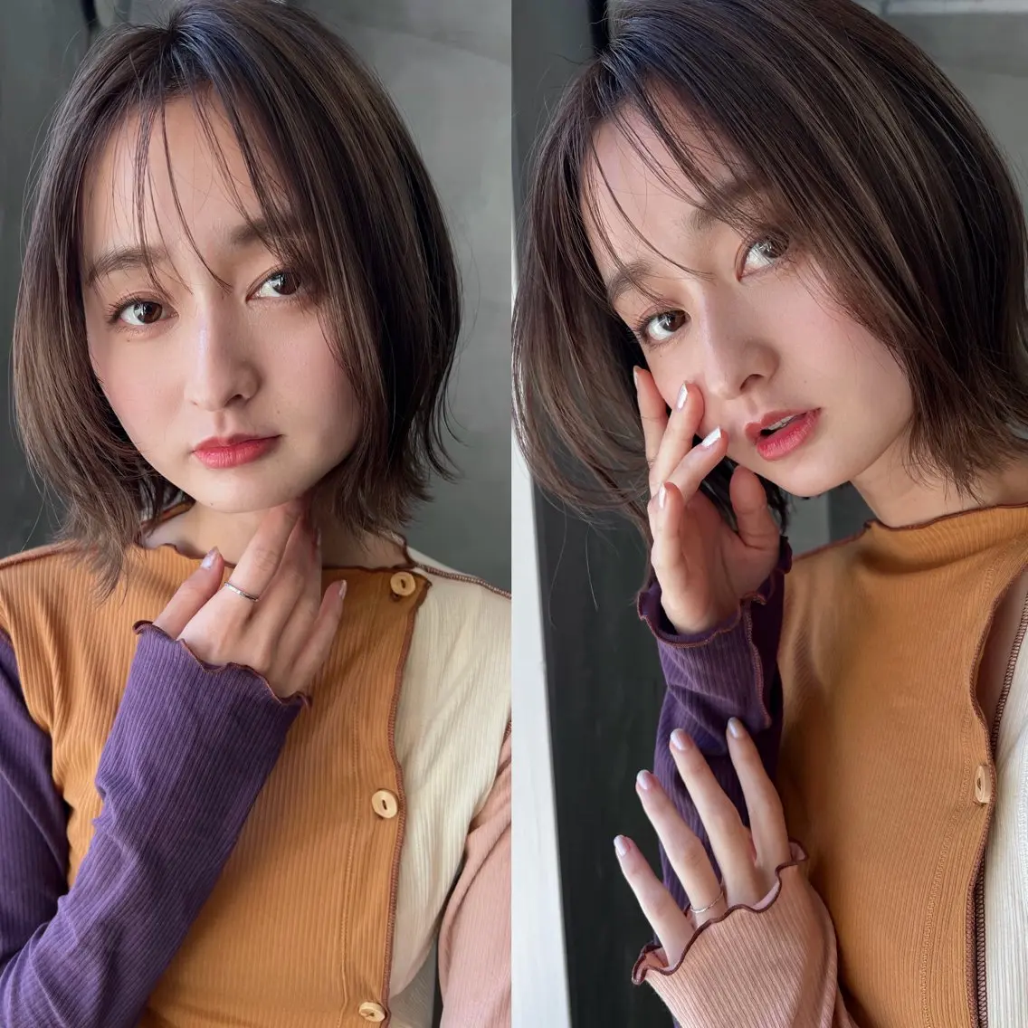 ミディアム カット ヘアカラー 透明感カラー/顔周り 臼井逸美のヘアスタイル