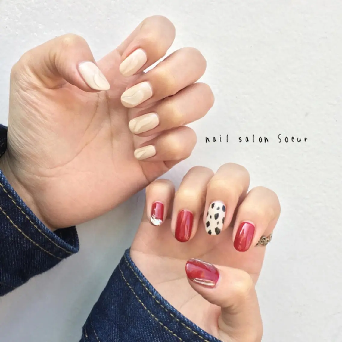 ネイル アートネイル 長さ出し ジェルネイル マットネイル ミラーネイル ハンドネイル nail salon Soeurのネイルデザイン