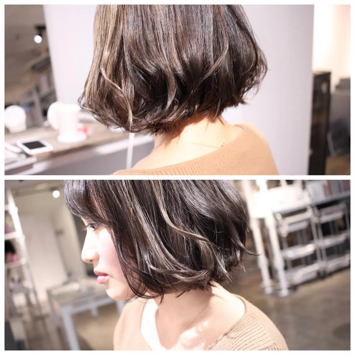 ミディアム カラー グレージュ ハイライトカラー ハイライト カット ヘアカラー トリートメント BOB🌟ハイトーン /ブリーチ/TAKUのヘアスタイル