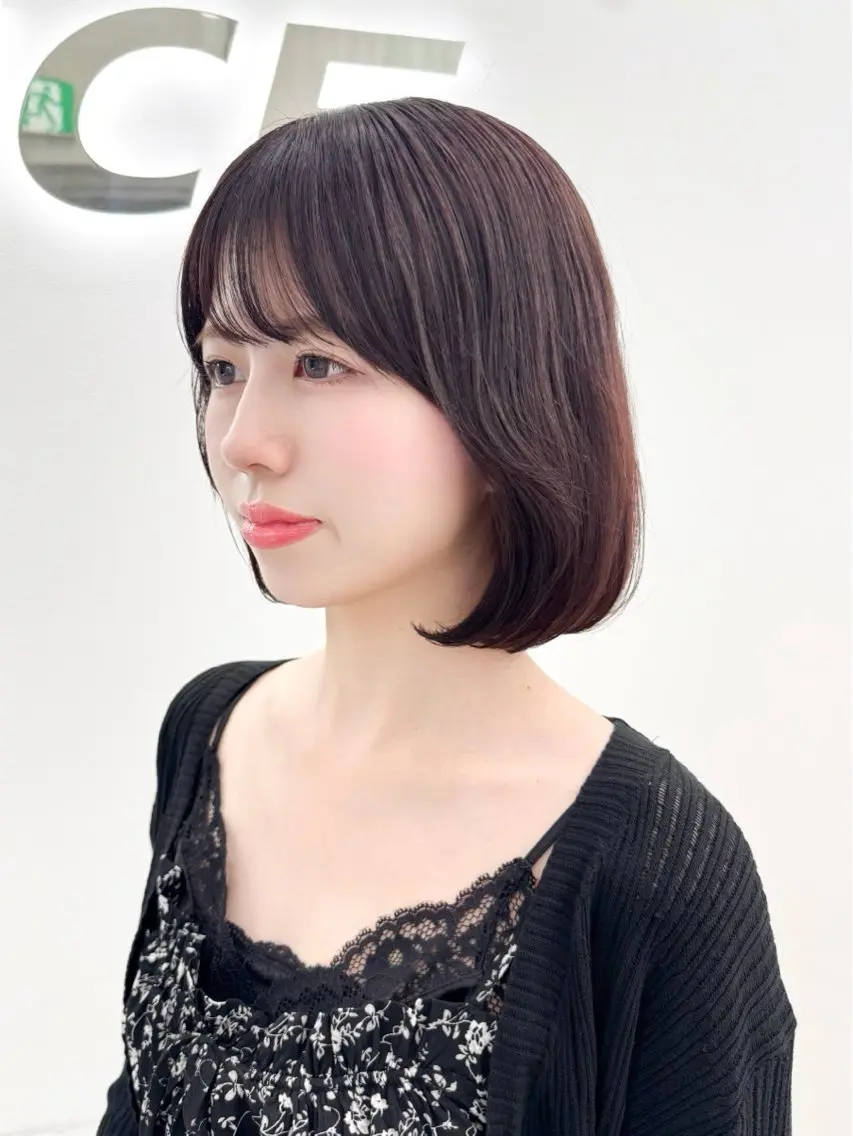 ミディアム カラー ヘアアレンジ カット ヘアカラー トリートメント ヘッドスパ ヘアセット 縮毛矯正🤍 盛れるボブ/ひかりのヘアスタイル