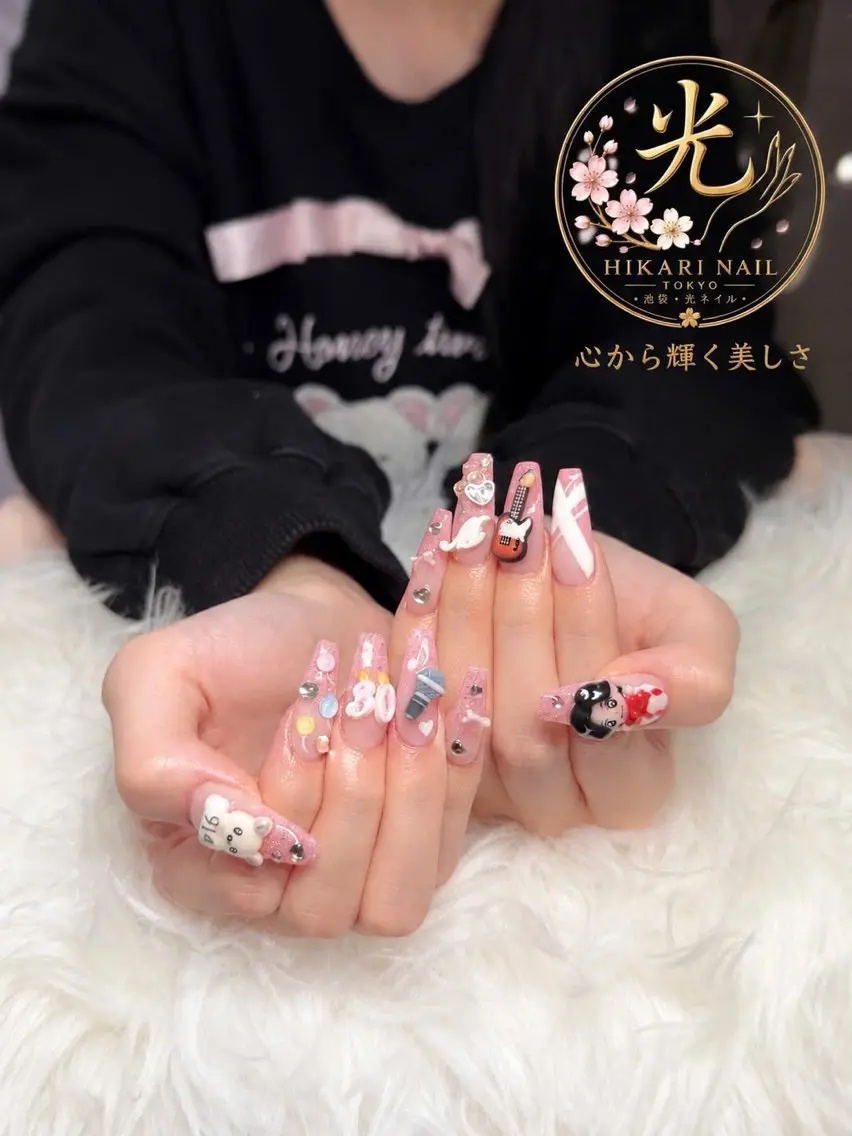 ネイル チークネイル 長さ出し フレンチネイル ガーリー ハロウィン ハンドネイル HikariNail Ikebukuroのネイルデザイン