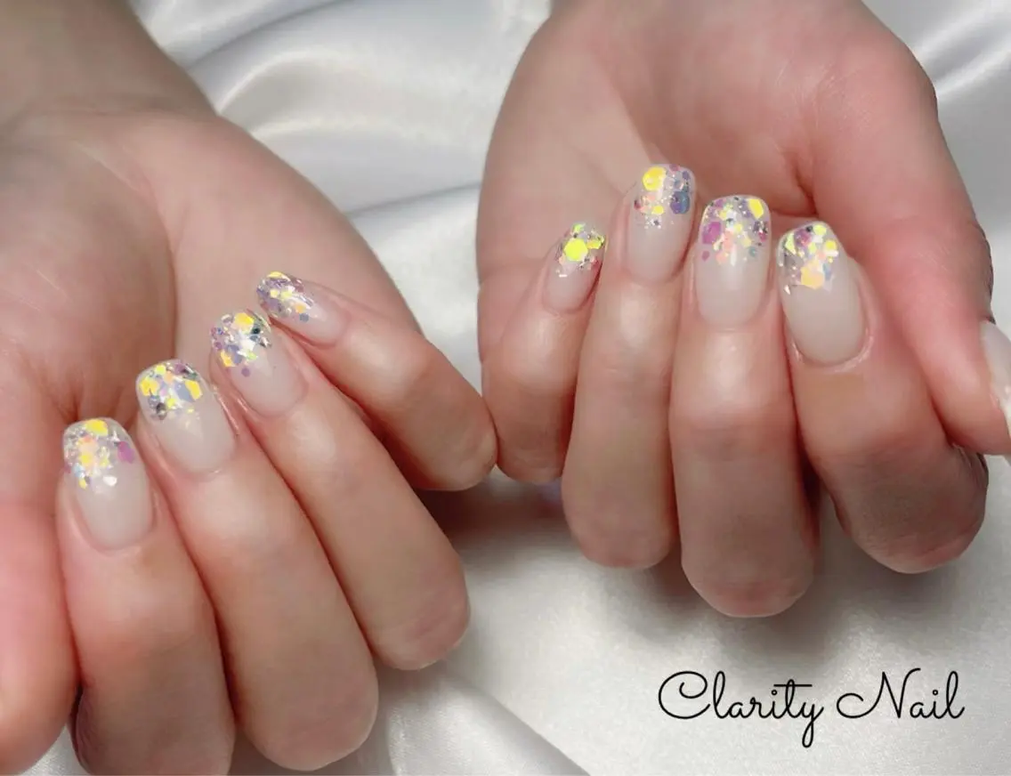 ネイル グラデーション ラメ(グリッター) ラメグラデーション ハンドネイル Clarity Nailのネイルデザイン