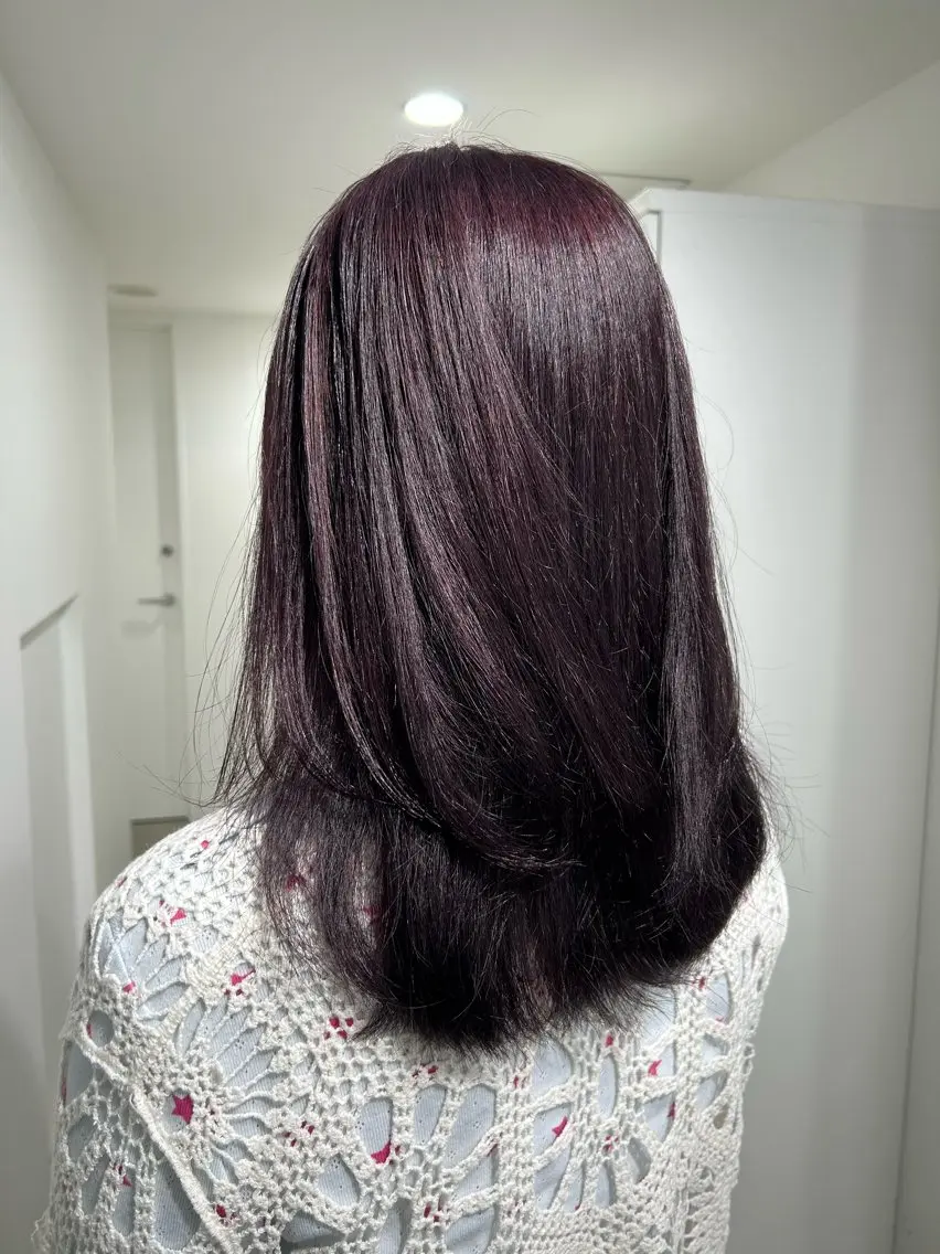 ミディアム カット トリートメント 縮毛矯正/ブリーチな しラベンダー/心優のヘアスタイル