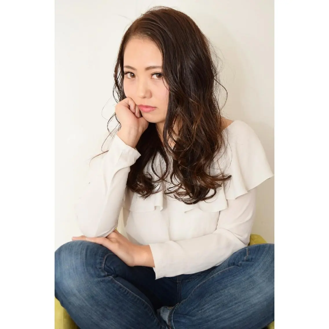 セミロング パーマ カラー みなみ ゆうすけのヘアスタイル
