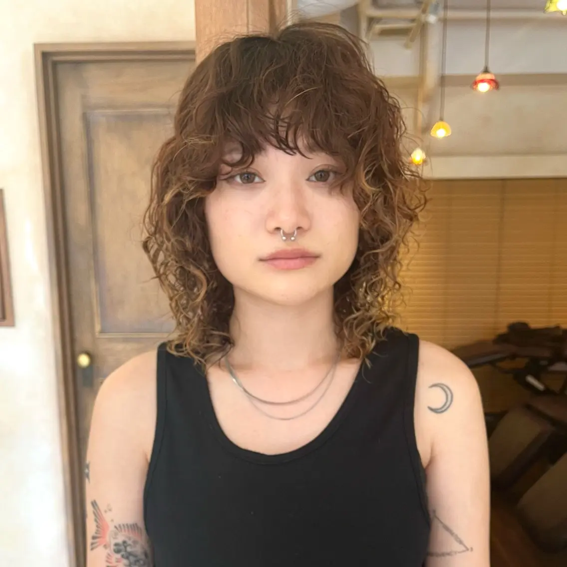 ミディアム カラー パーマ ミディアムパーマ ブリーチ カット パーマ 🌿パーマ/ ナチュラル/蒼真🍃のヘアスタイル