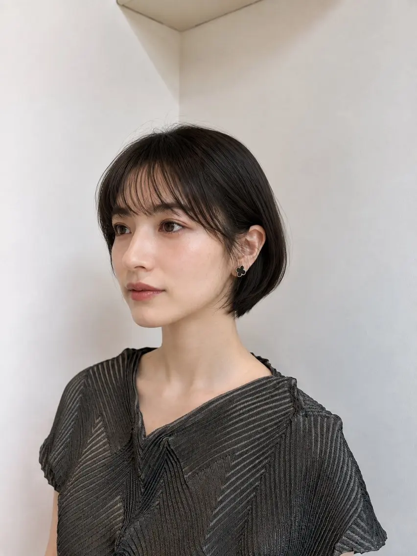 ショート ボブ シースルーバング 田子 美絵のヘアスタイル