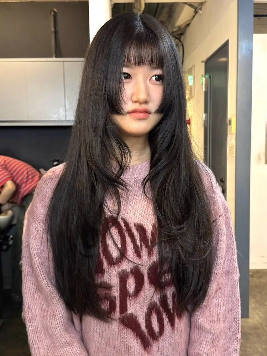 ロング カラー カット ヘアカラー トリートメント 🪡韓国レイヤー/ 艶髪カラー/菊池🪡のヘアスタイル