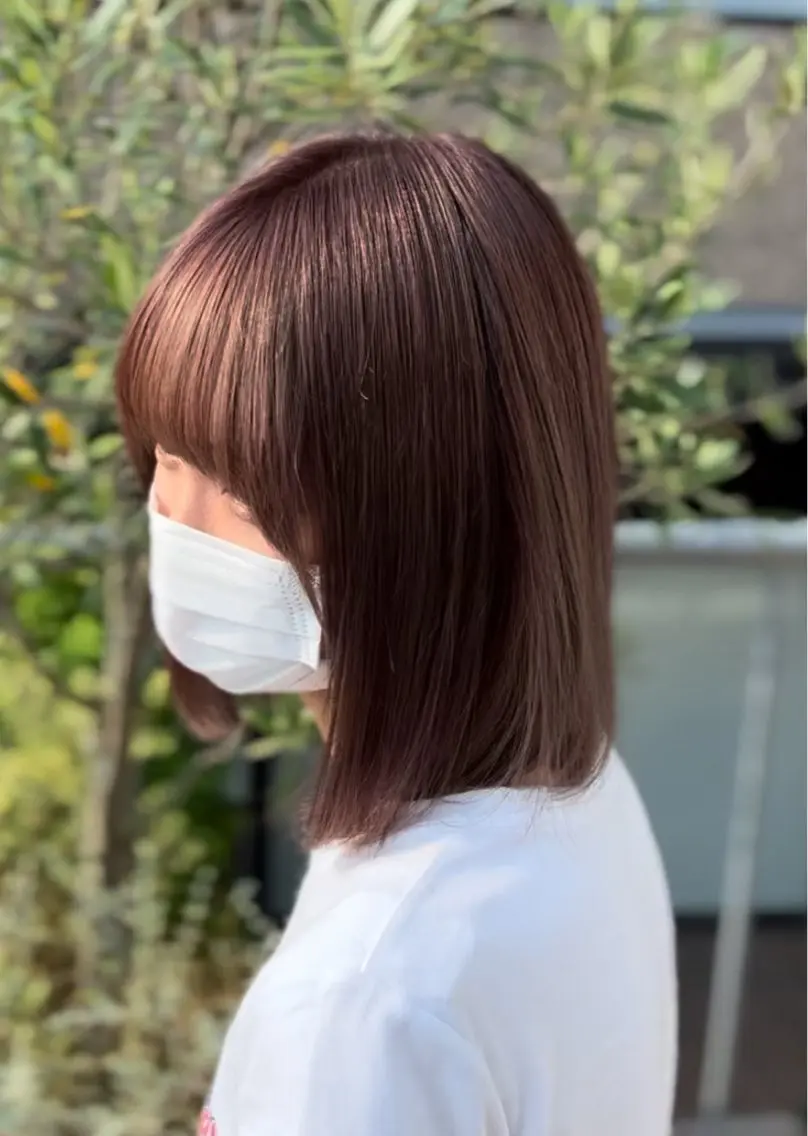 カラー ブラウンカラー ピンクカラー 中村 真珠のヘアスタイル
