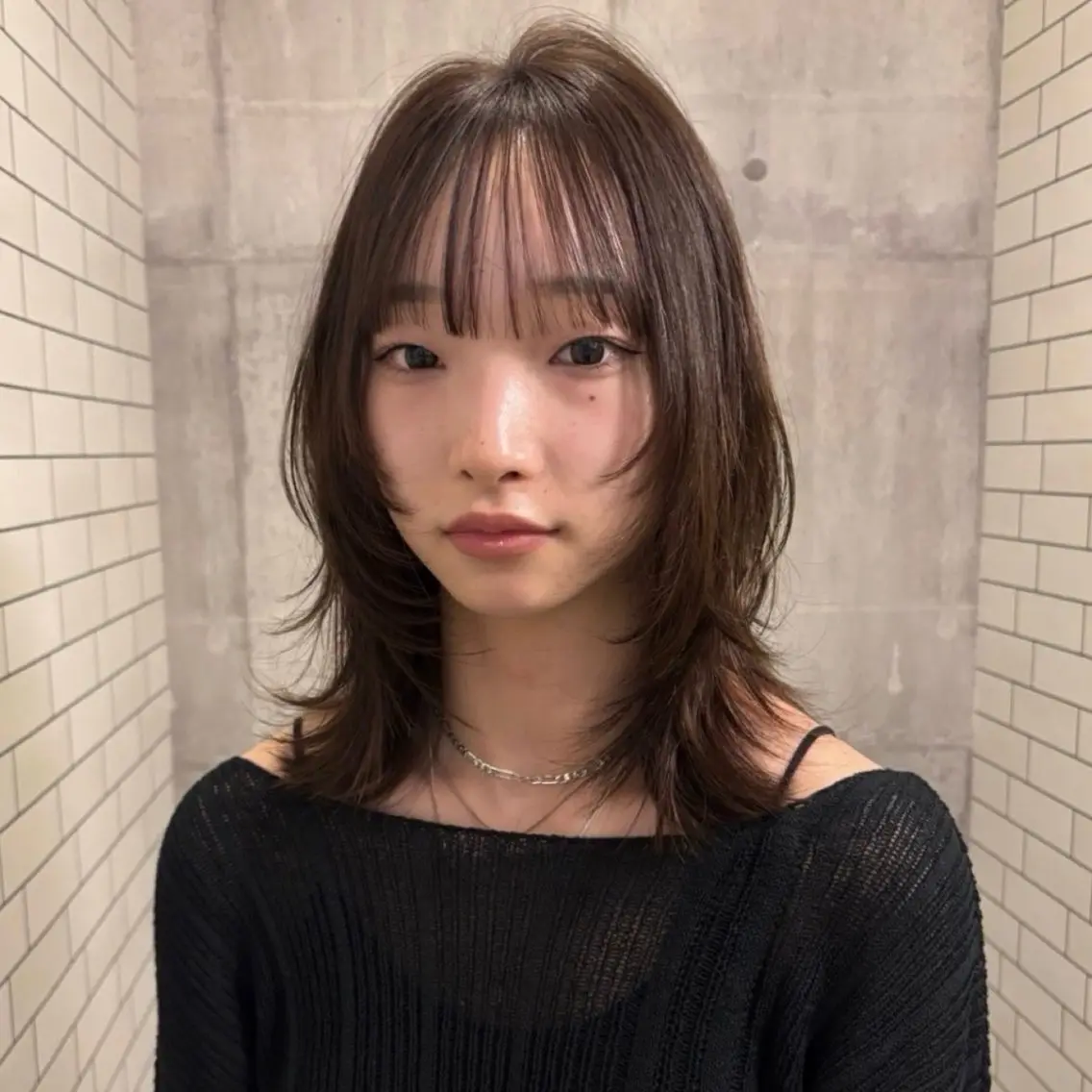 セミロング ハッシュカット レイヤーカット カット トレンドヘア/ボブ/ レイヤー/暖色/麻咲のヘアスタイル