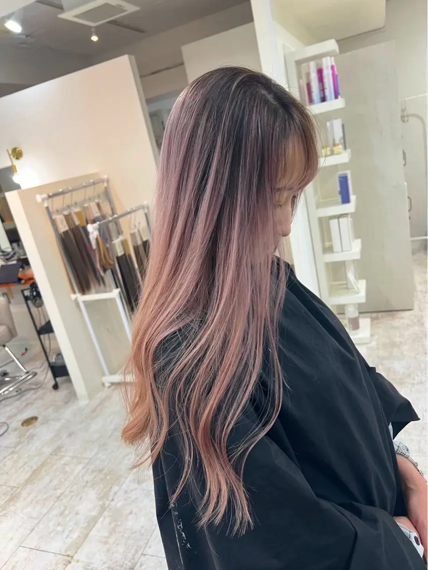 ロング カラー バレイヤージュ ベージュカラー ピンクカラー ピンクベージュ レイヤーカット 指名数No.1 /NAOYAのヘアスタイル