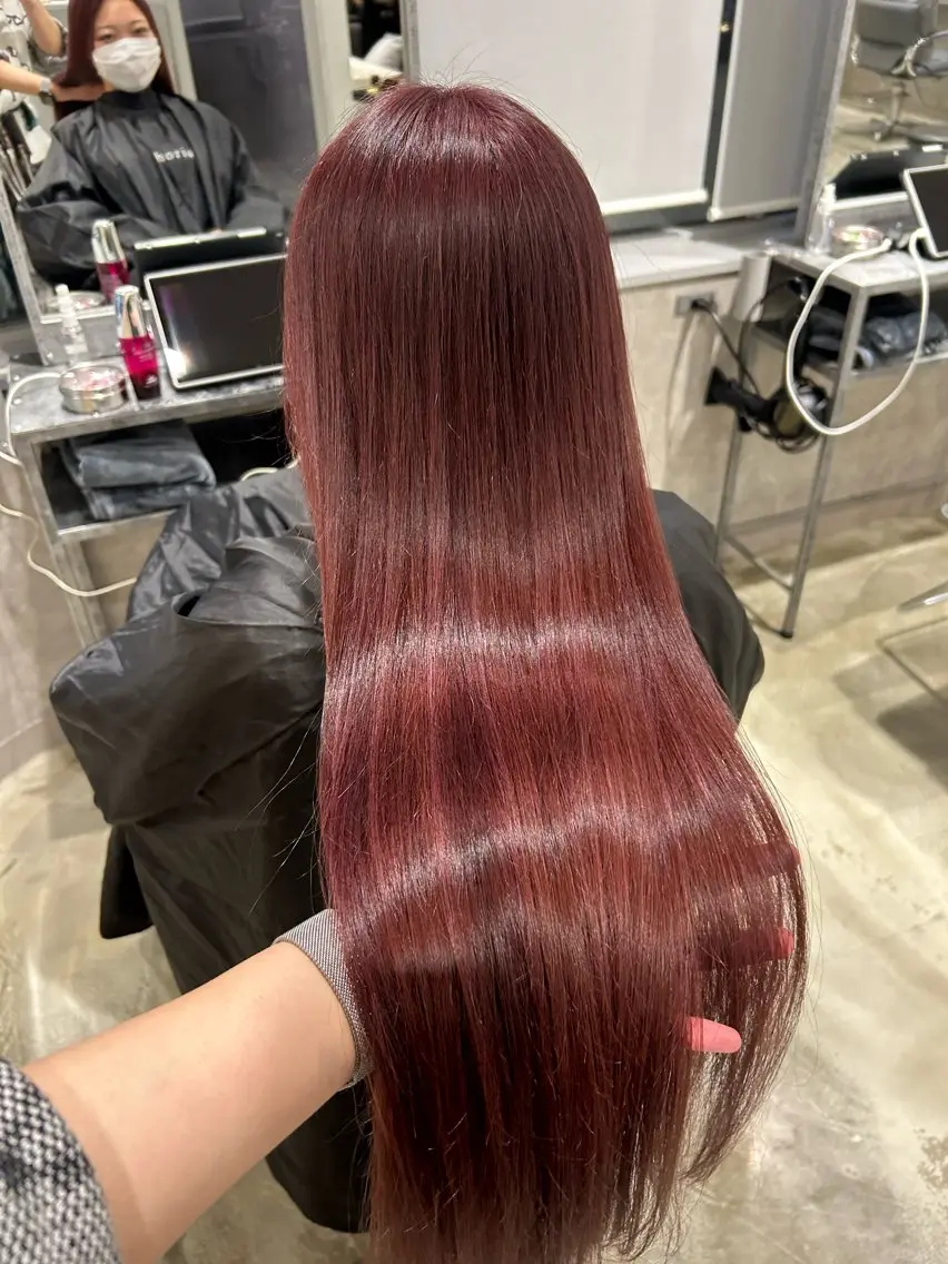 ロング カラー ブリーチ ダブルカラー ハイライトカラー ローズカラー ハイライト 新宿/ミルクティー/ カットモデル/のりかのヘアスタイル