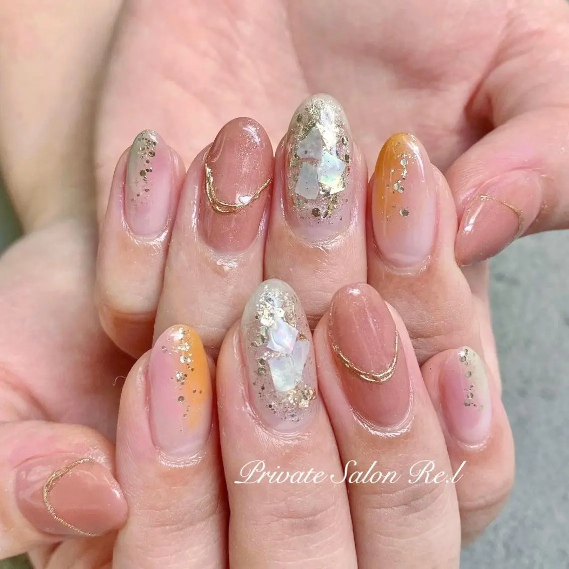 ネイル ニュアンスネイル モチの良さ◉ フィルインネイル♡のネイルデザイン