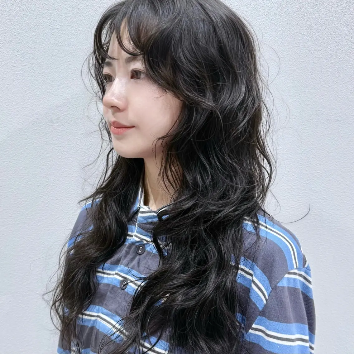 ロング パーマ ボブ 顔周りカット 髪質改善 韓国風ヘア レイヤーカット CHAINON CENTREのヘアスタイル