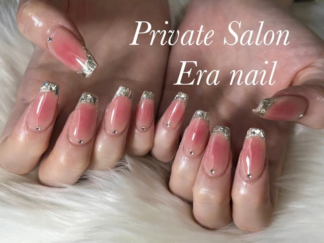 ネイル チークネイル フレンチネイル ガラスフレンチ スカルプネイル Era nailのネイルデザイン