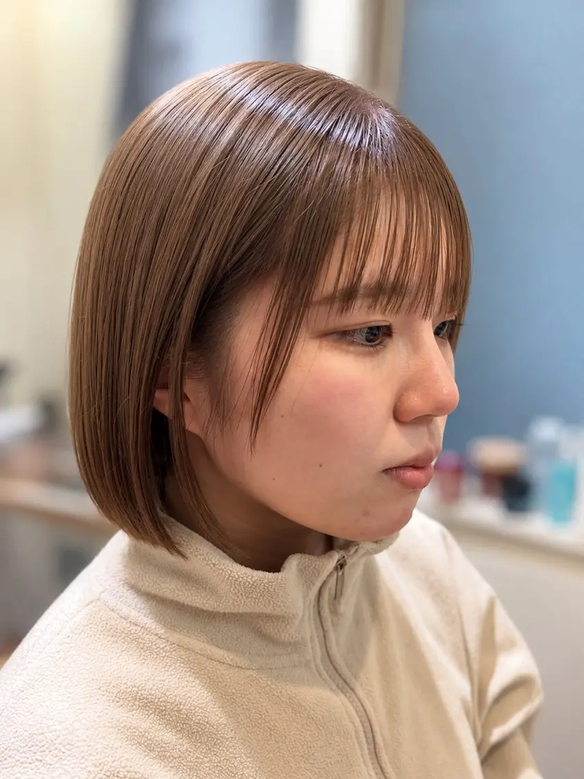 ミディアム カラー ケアカラー 透明感カラー 髪質改善 縮毛矯正 カット ヘアカラー トリートメント ヘッドスパ 久木原 ゆりのヘアスタイル